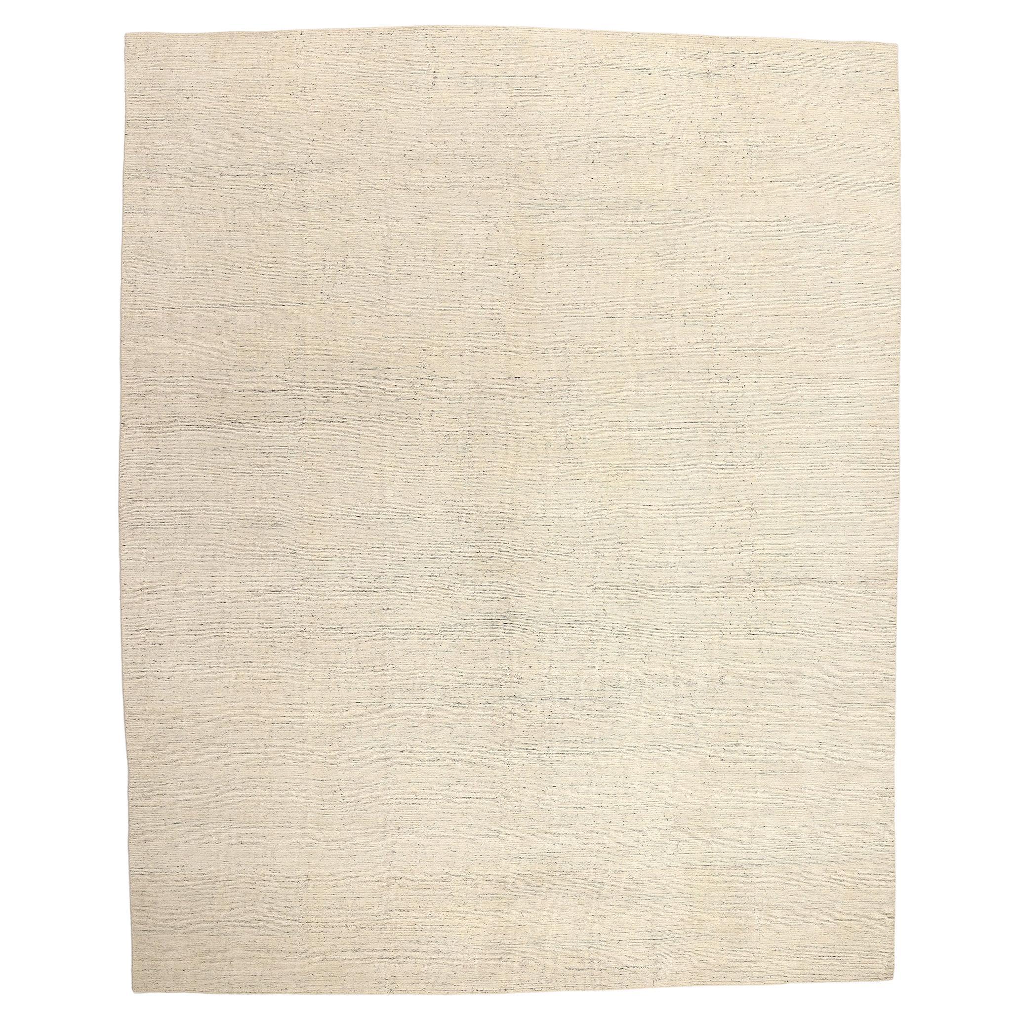 Organic Modern Moroccan Minimalist Rug, Tranquil Japandi Meets Cozy Cohesiveness For Sale
