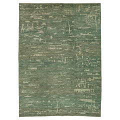Organic Modern Moroccan Oversized Wool Rug In Green