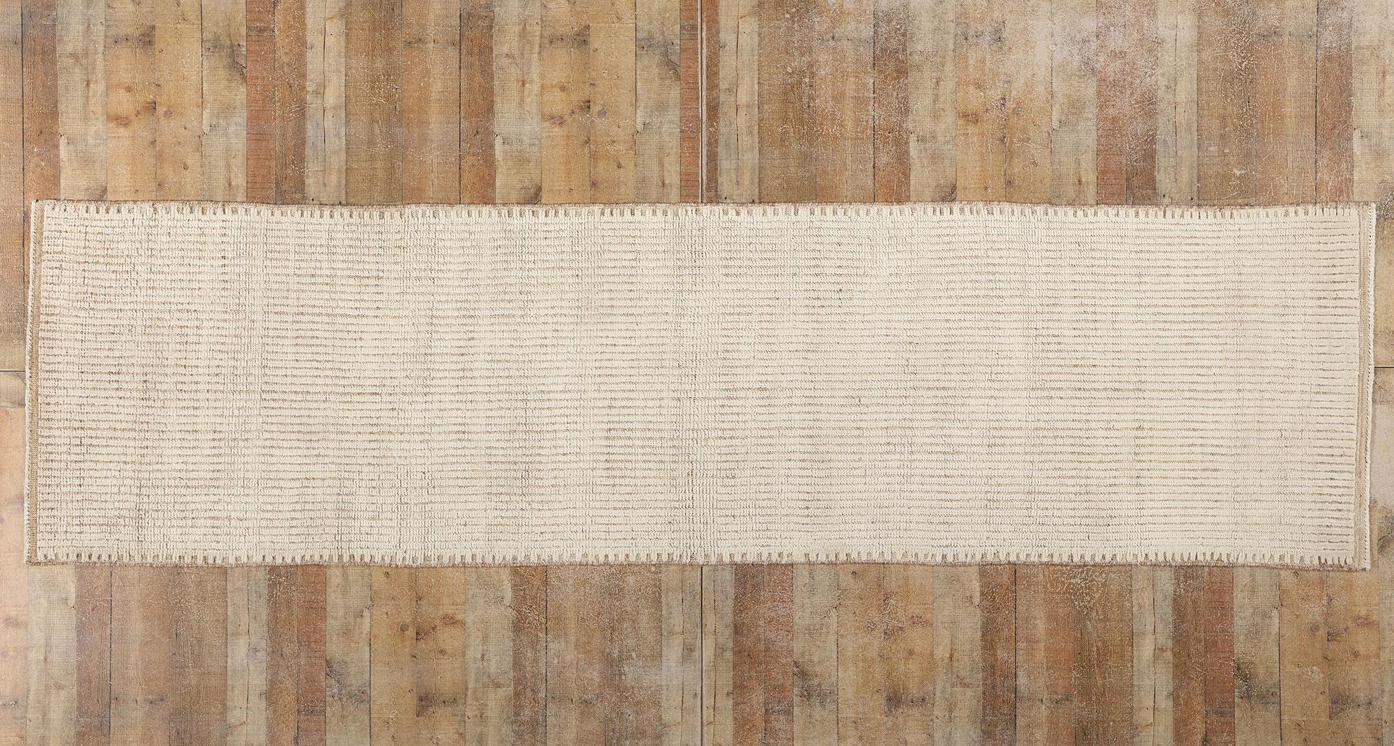 Organic Modern Moroccan Striations High-Low Rug For Sale 1