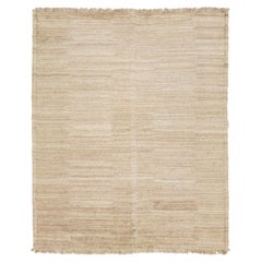 Organic Modern Moroccan Wool Rug In a Solid Light Brown Design