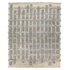 Organic Modern Moroccan Wool Rug In Beige And Gray Pattern