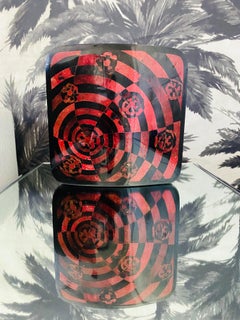 Vintage R & Y Augousti Mosaic Vase with Inlays of Red and Black Pen-Shell