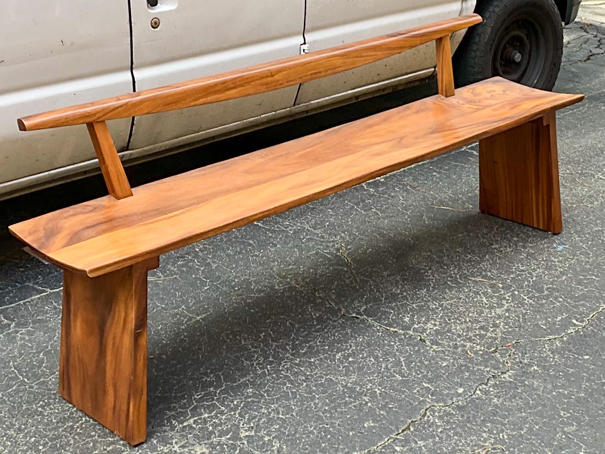 These are beautiful. There are two available ! It is an organic modern George Nakashima style carved teak bench. They have sleek, soothing lines that would elevate any design scheme. Beauty in it’s simplicity!

    