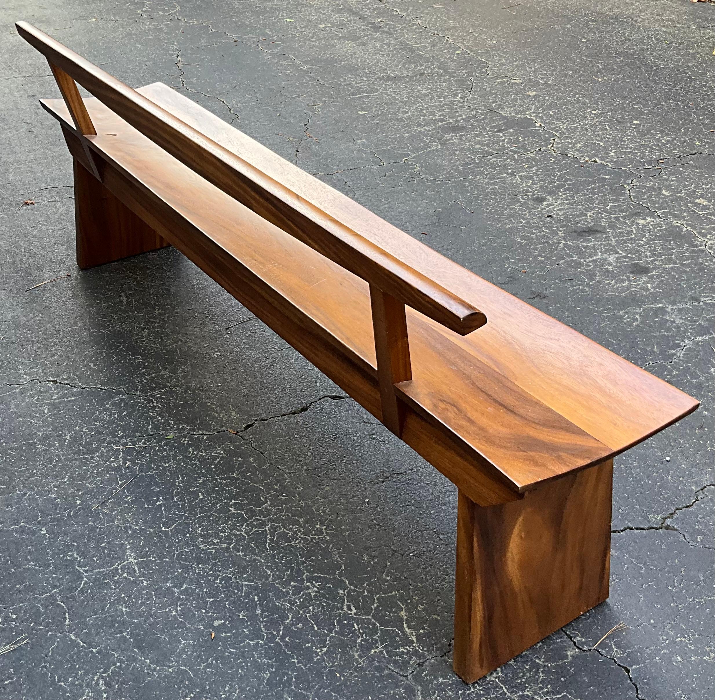 Organic Modern Nakashima Style Teak Wood Bench, Two Available In Good Condition In Kennesaw, GA