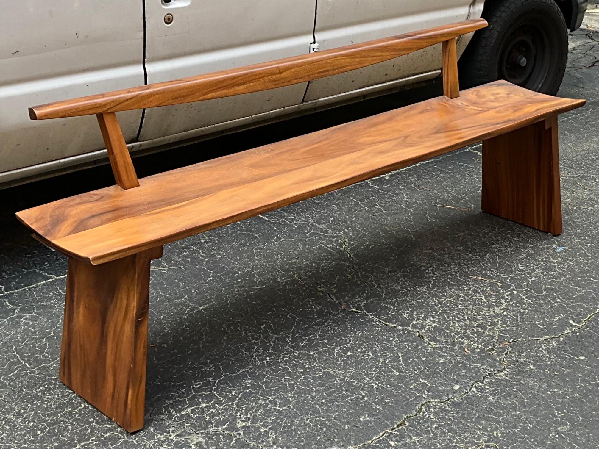 Organic Modern Nakashima Style Teak Wood Bench, Two Available 1