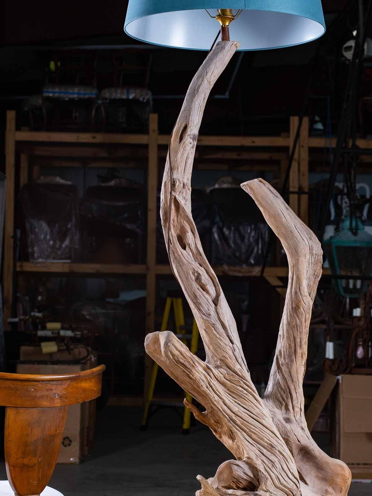 Lampadaire en bois flotté naturel organique et moderne - Abat-jour personnalisé 3