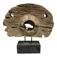 Organic Modern Natural Hand Carved Wood Folk Art Abstract Sculpture on Stand