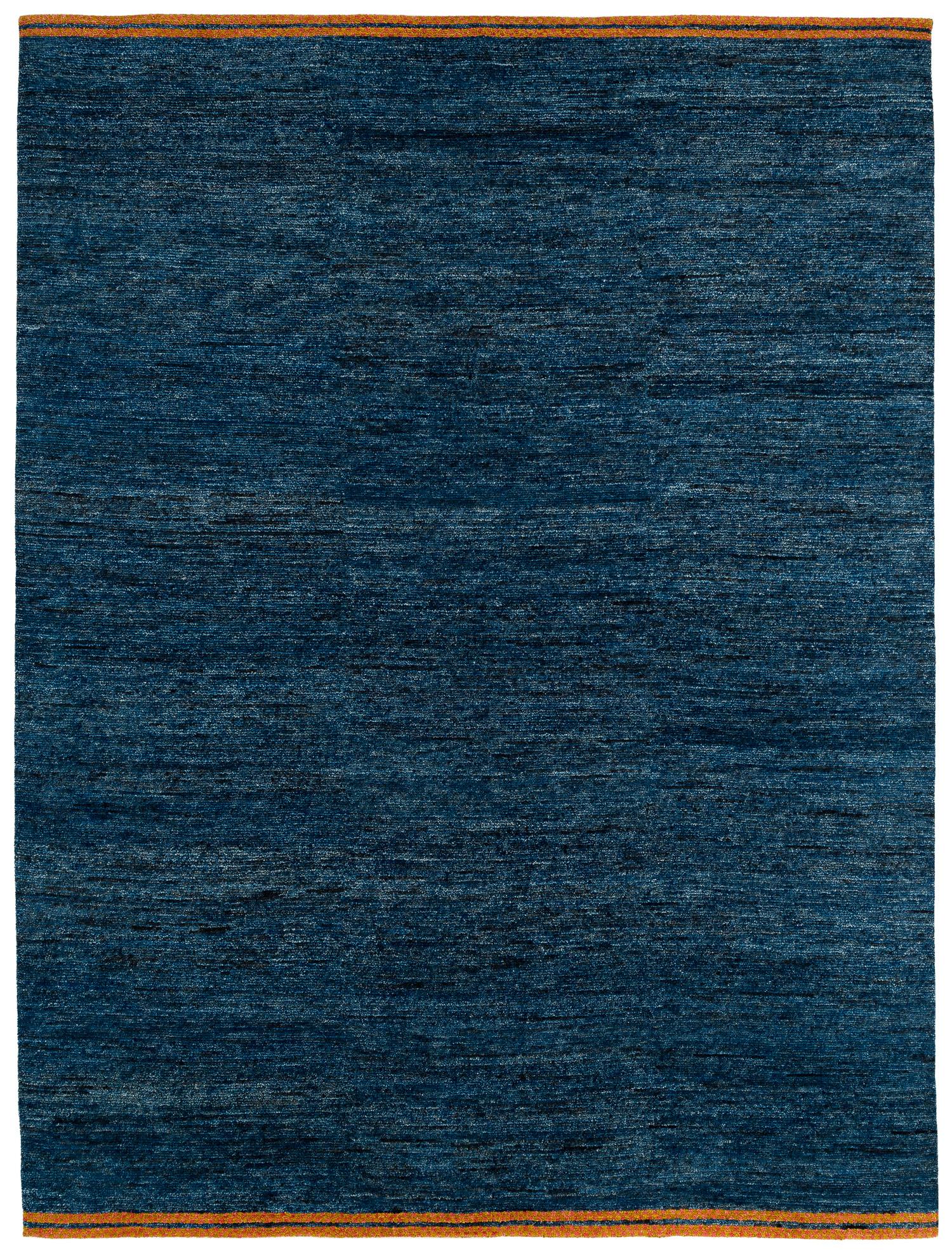 Alfombra orgánica moderna de lana índigo natural con damero by Joseph Carini Lana en venta
