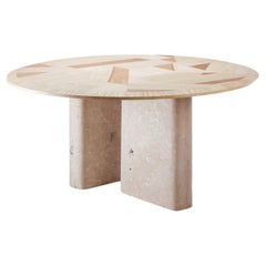 Organic Modern Natural Olive Ash and Travertine Dining Table L'anamour