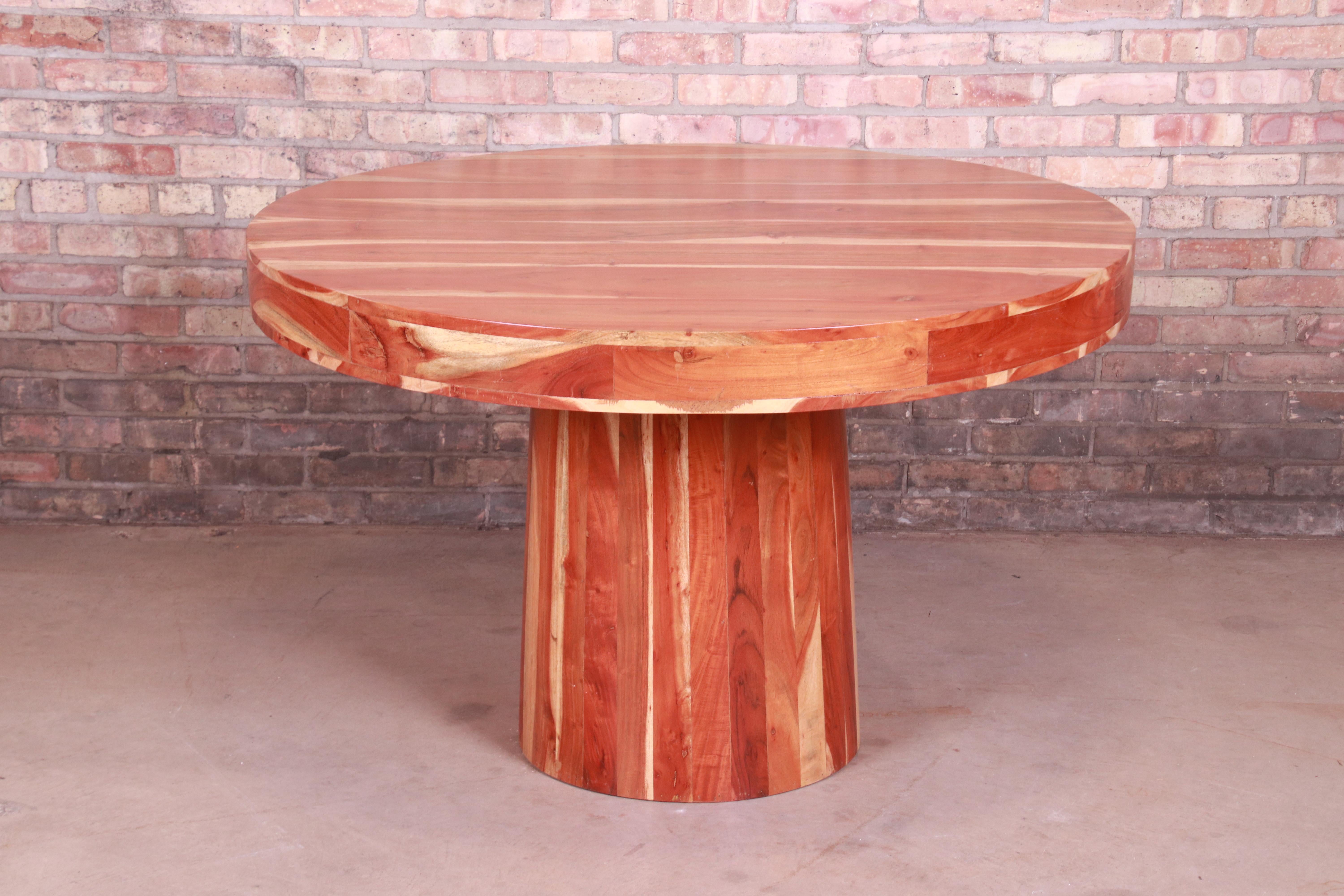 20th Century Organic Modern Natural Redwood Round Pedestal Dining Table