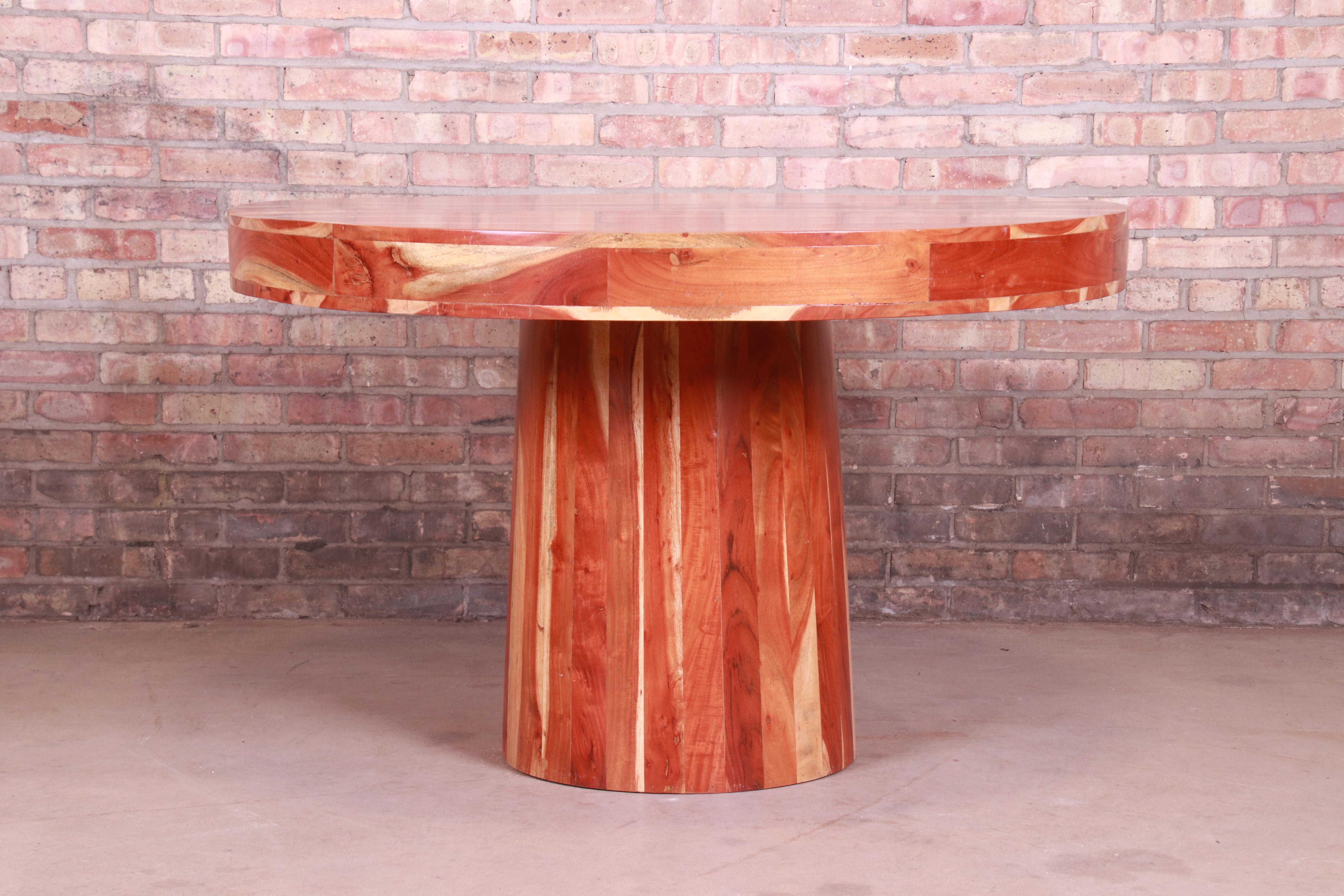Wood Organic Modern Natural Redwood Round Pedestal Dining Table