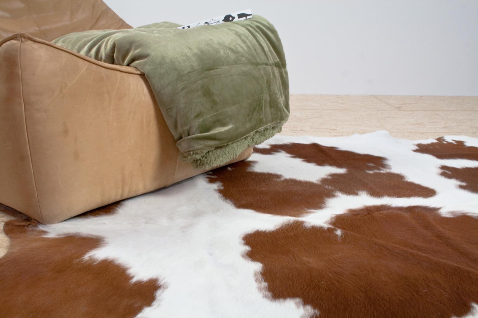 Organic Modern Natural White and Brown Cowhide or Rug, Dutch Cattle, 2018 3
