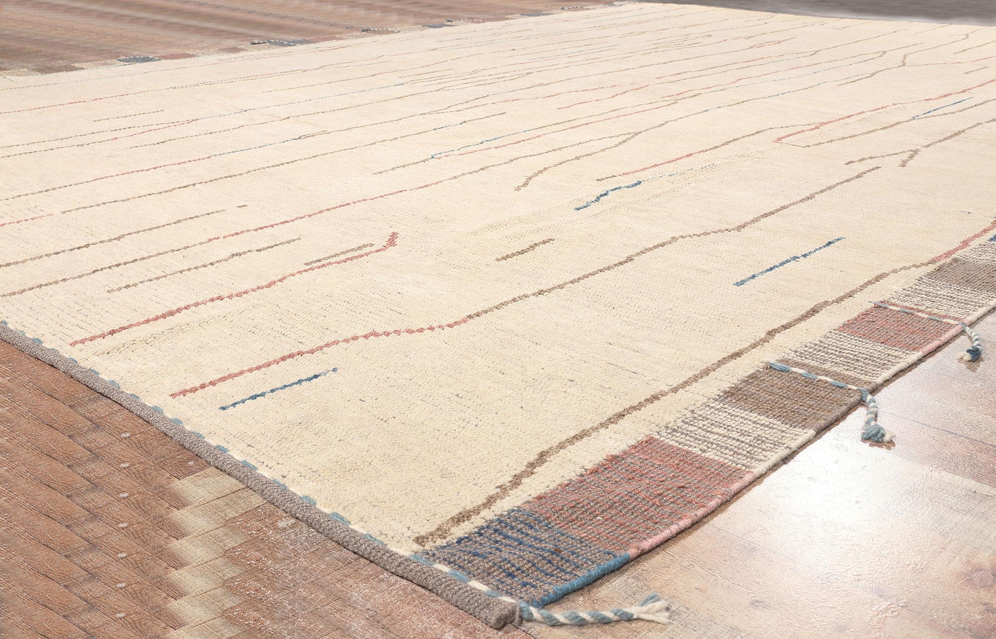 Contemporary Organic Modern Neutral Moroccan Rug, Wabi-Sabi Meets Sustainable Elegance For Sale