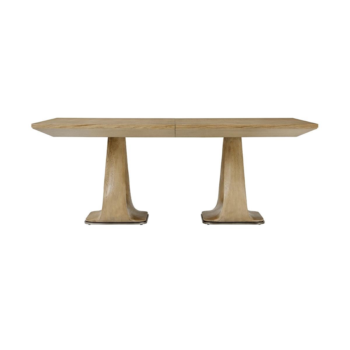 Organic Modern Oak Extending Dining Table In New Condition For Sale In Westwood, NJ
