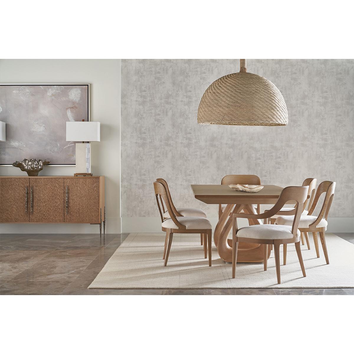 Contemporary Organic Modern Oak Extending Dining Table For Sale