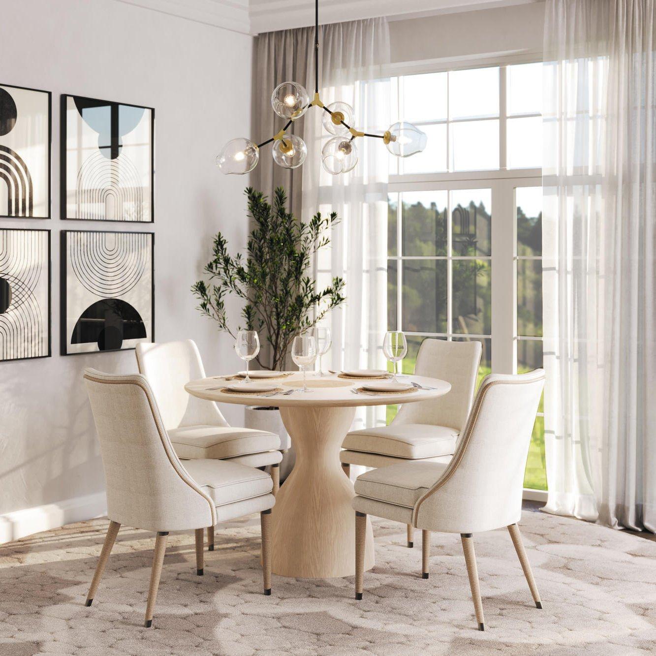 Bois Table de salle à manger moderne et organique à piédestal en vente