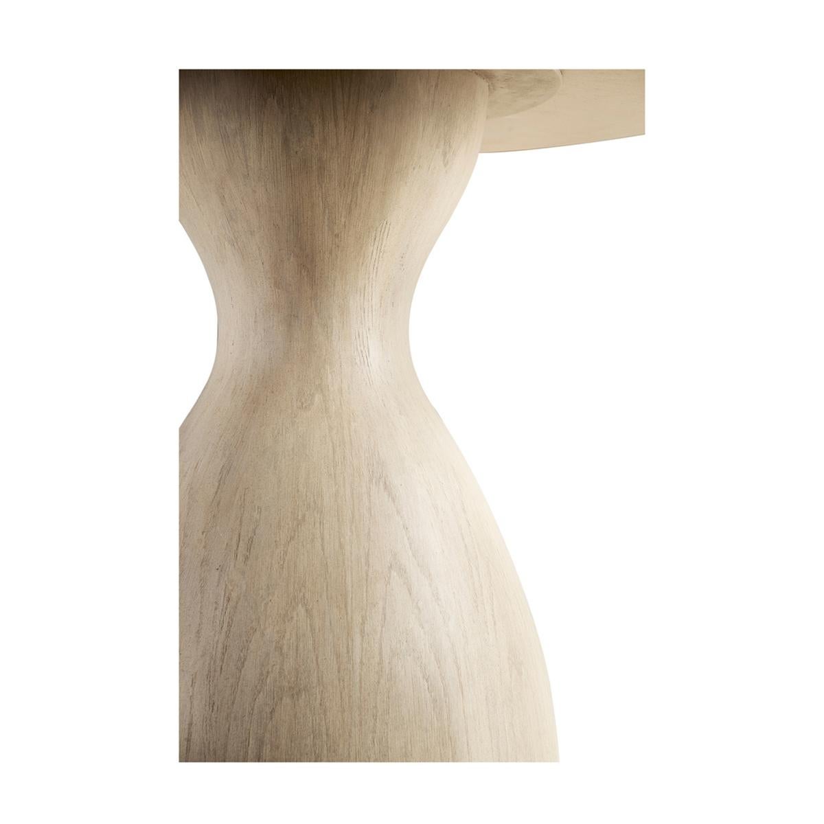 Vietnamese Organic Modern Oak Pedestal Dining Table For Sale