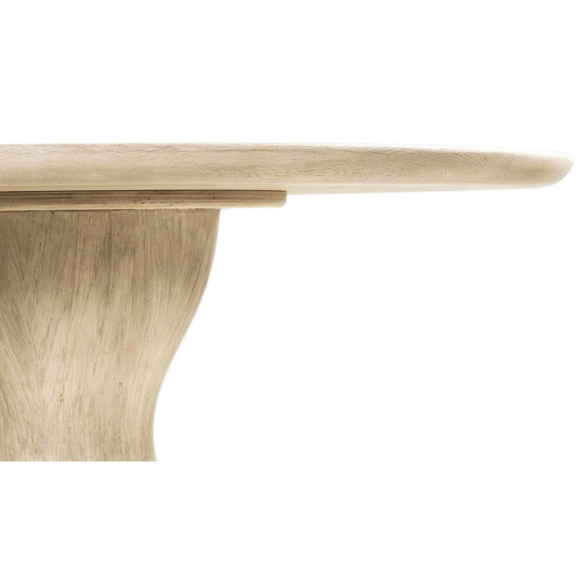 Organic Modern Oak Pedestal Dining Table For Sale 1