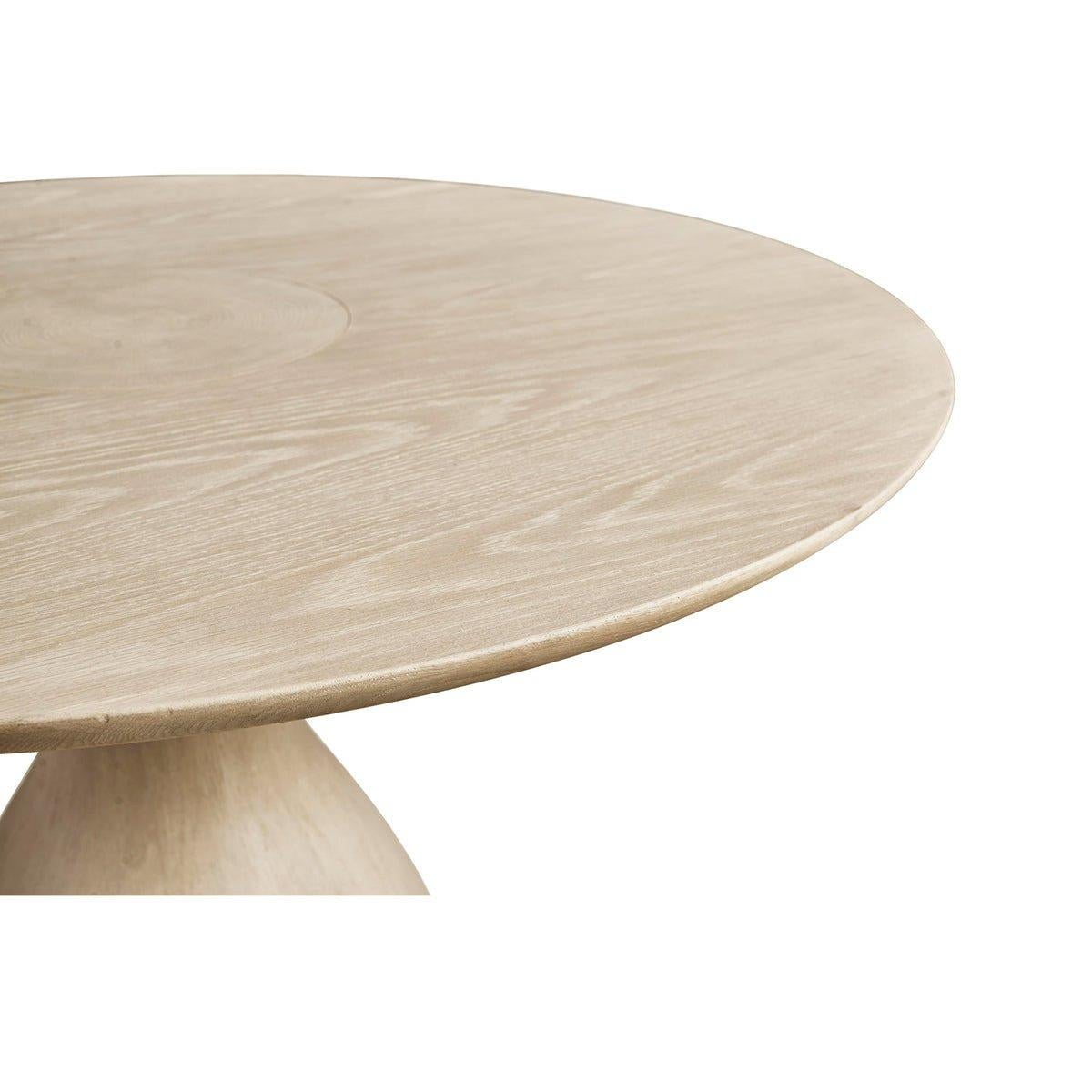 Organic Modern Oak Pedestal Dining Table For Sale 2