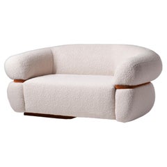 Organic Modern Off-white Bouclé Malibu Sofa with Havane Velvet, w=200