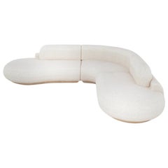 Organic Modern Off-White Boucle Upholstery Wood Base Naked Modular Sofa Combo 1 