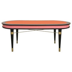 Organic Modern Oval Dark Wenge & Brass Dining Table Pink & Orange, Madagascar