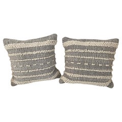 Organic Modern Pair Wool Handmade Pillows Duck Feather