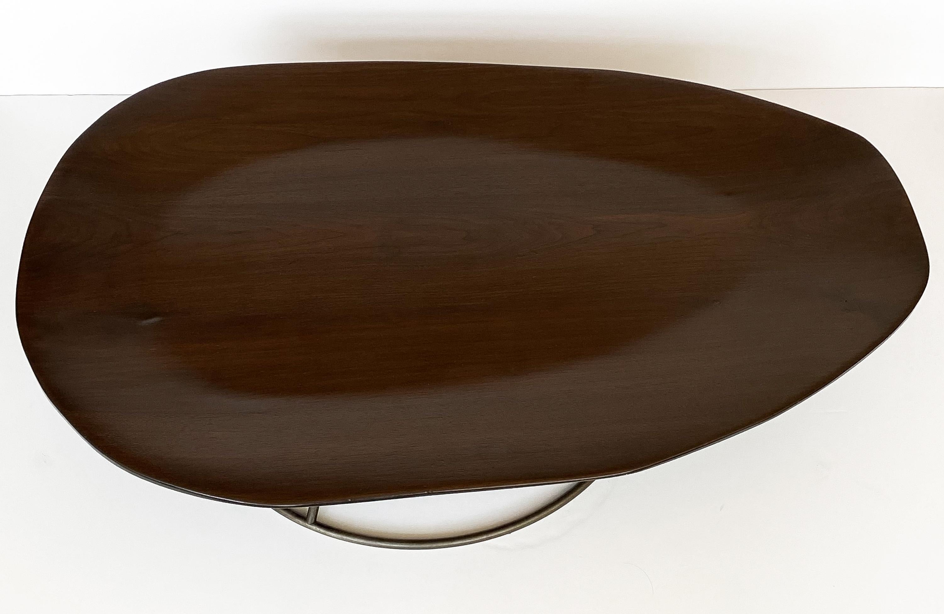 Wood Organic Modern Pebble Shaped Walnut Coffee Table