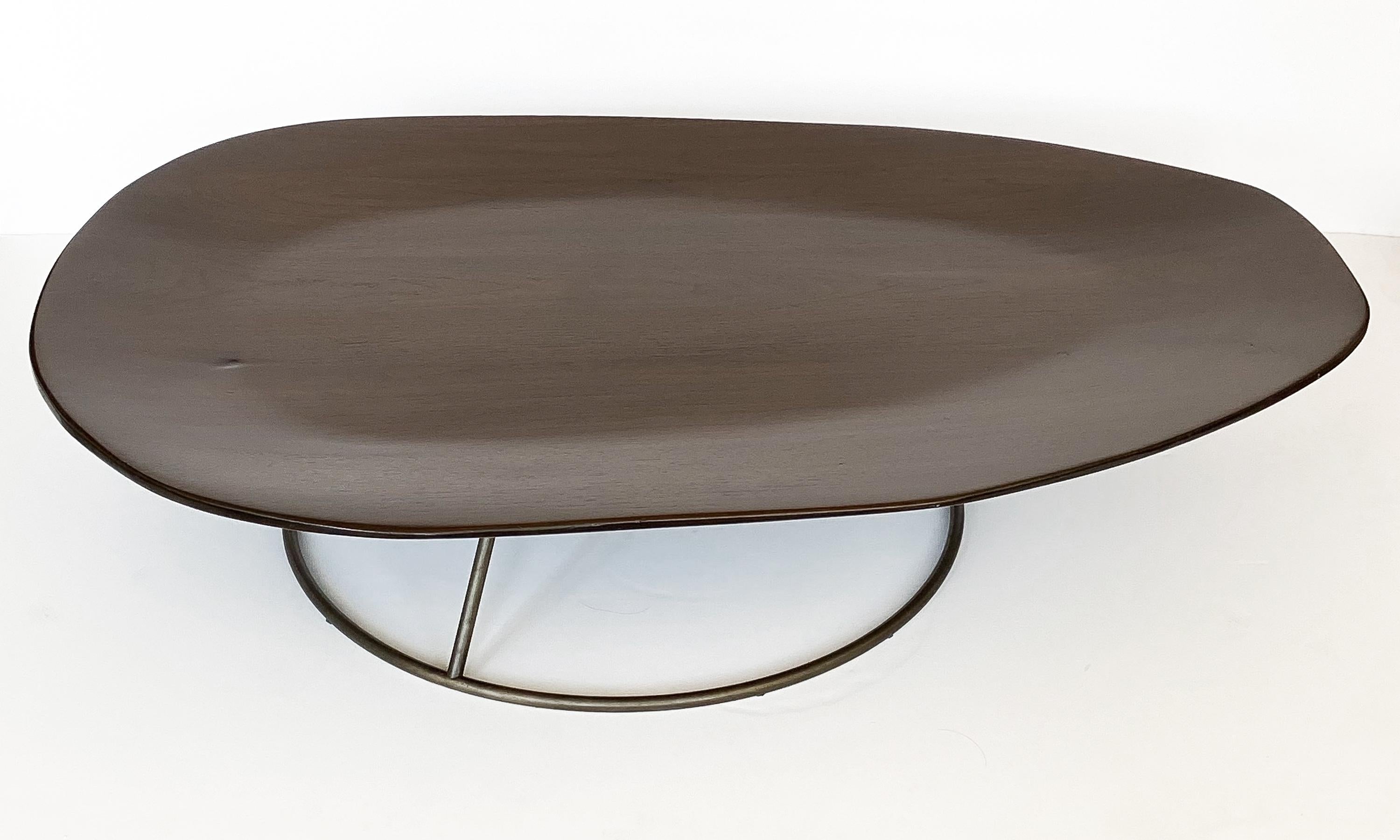 Contemporary Organic Modern Pebble Shaped Walnut Coffee Table