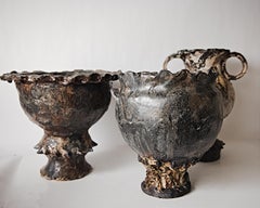 Organic Modern Pedastal Bowl I by April Johnston, Hand-Crafted Stoneware, USA