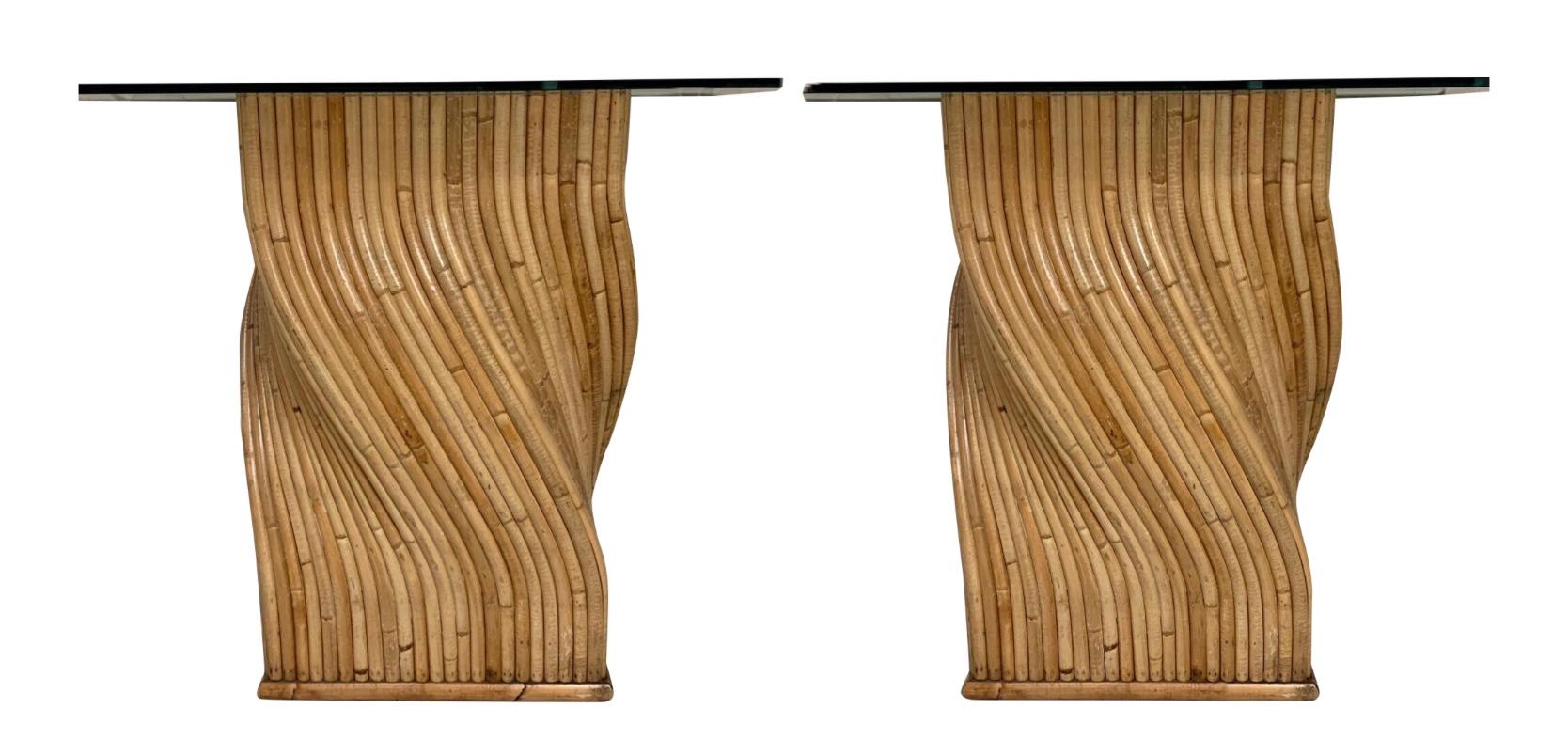 20th Century Organic Modern Pencil Bamboo Table Bases / Pedestals / Console Tables - Pair For Sale