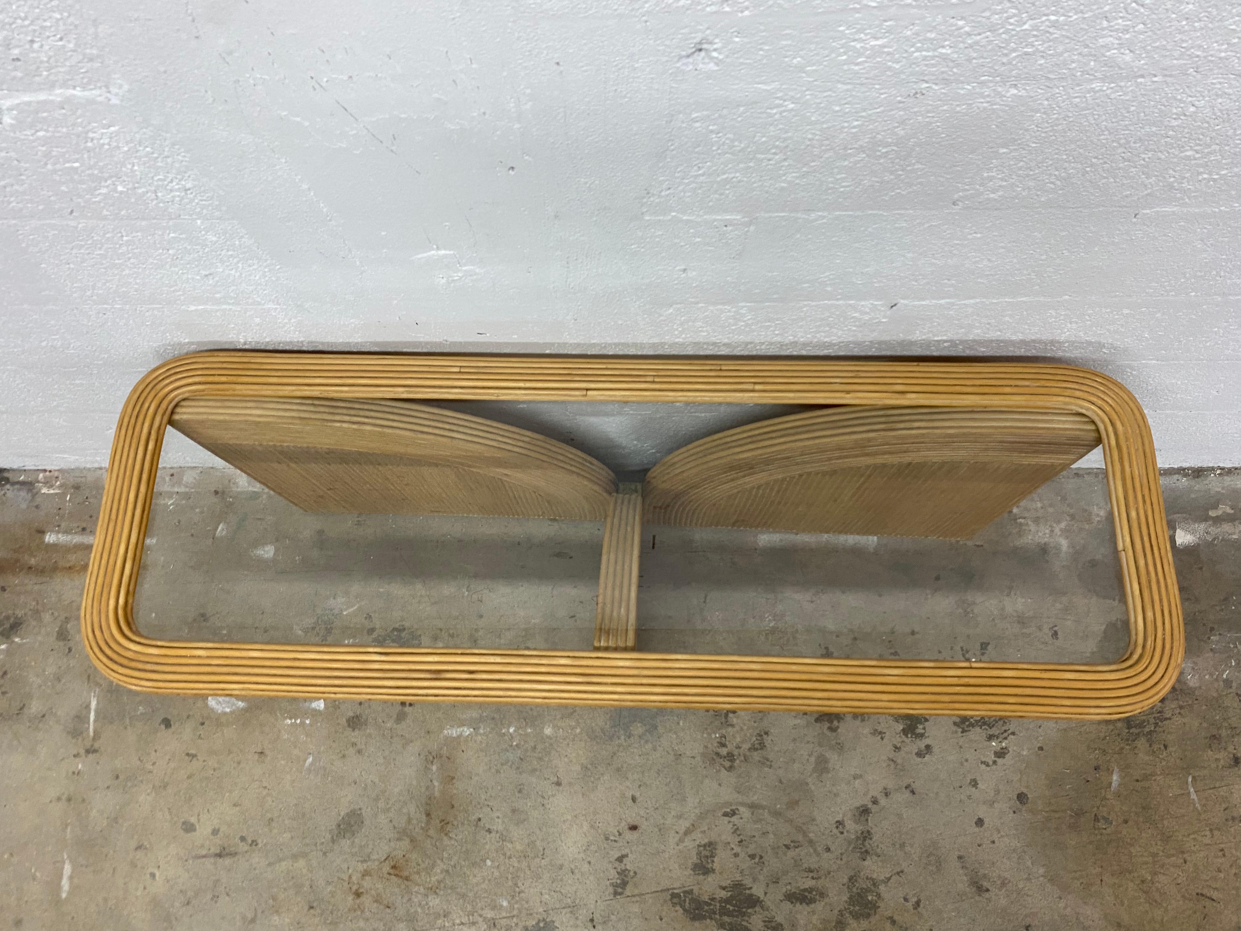 Organic Modern Pencil Reed and Glass Console Table, 1980s For Sale 5