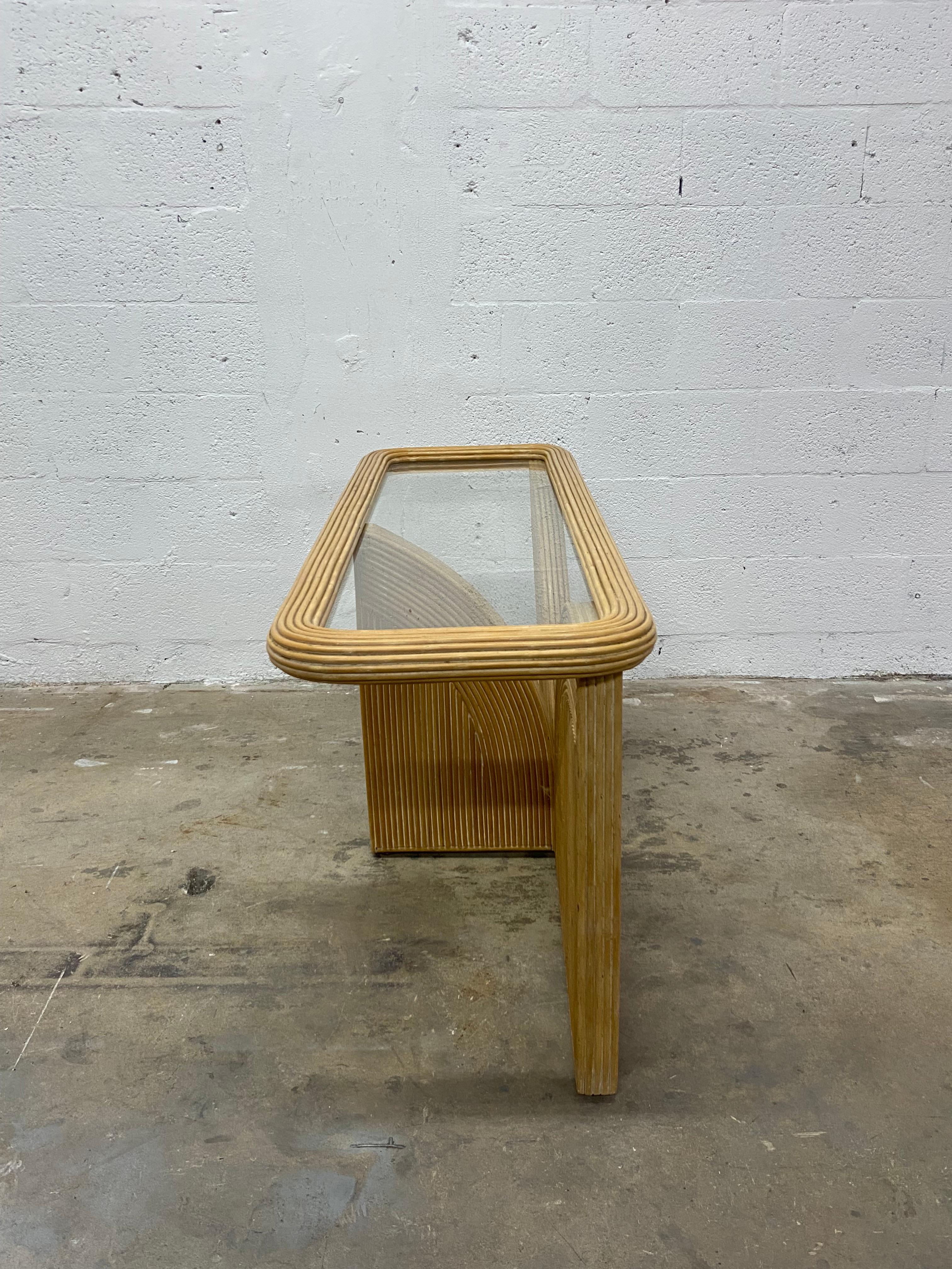 Unknown Organic Modern Pencil Reed and Glass Console Table, 1980s For Sale