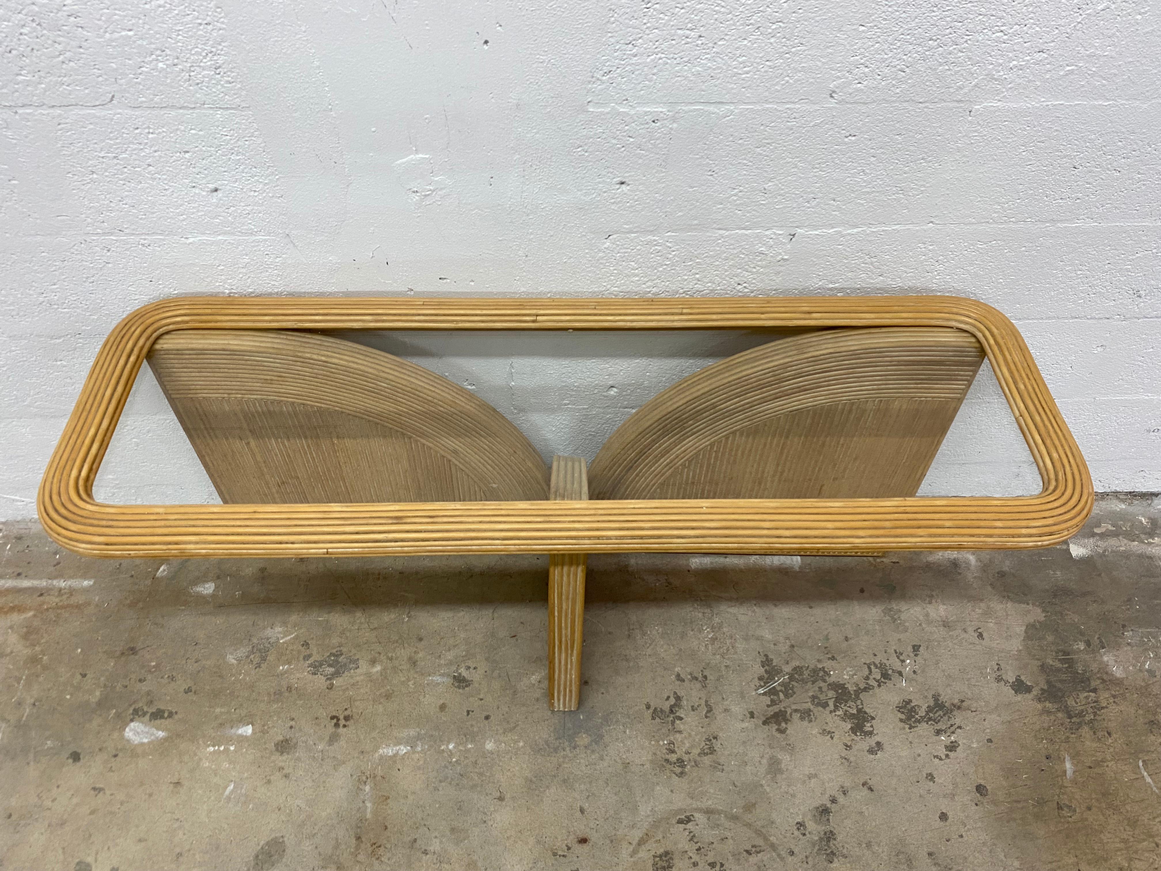 Organic Modern Pencil Reed and Glass Console Table, 1980s For Sale 2