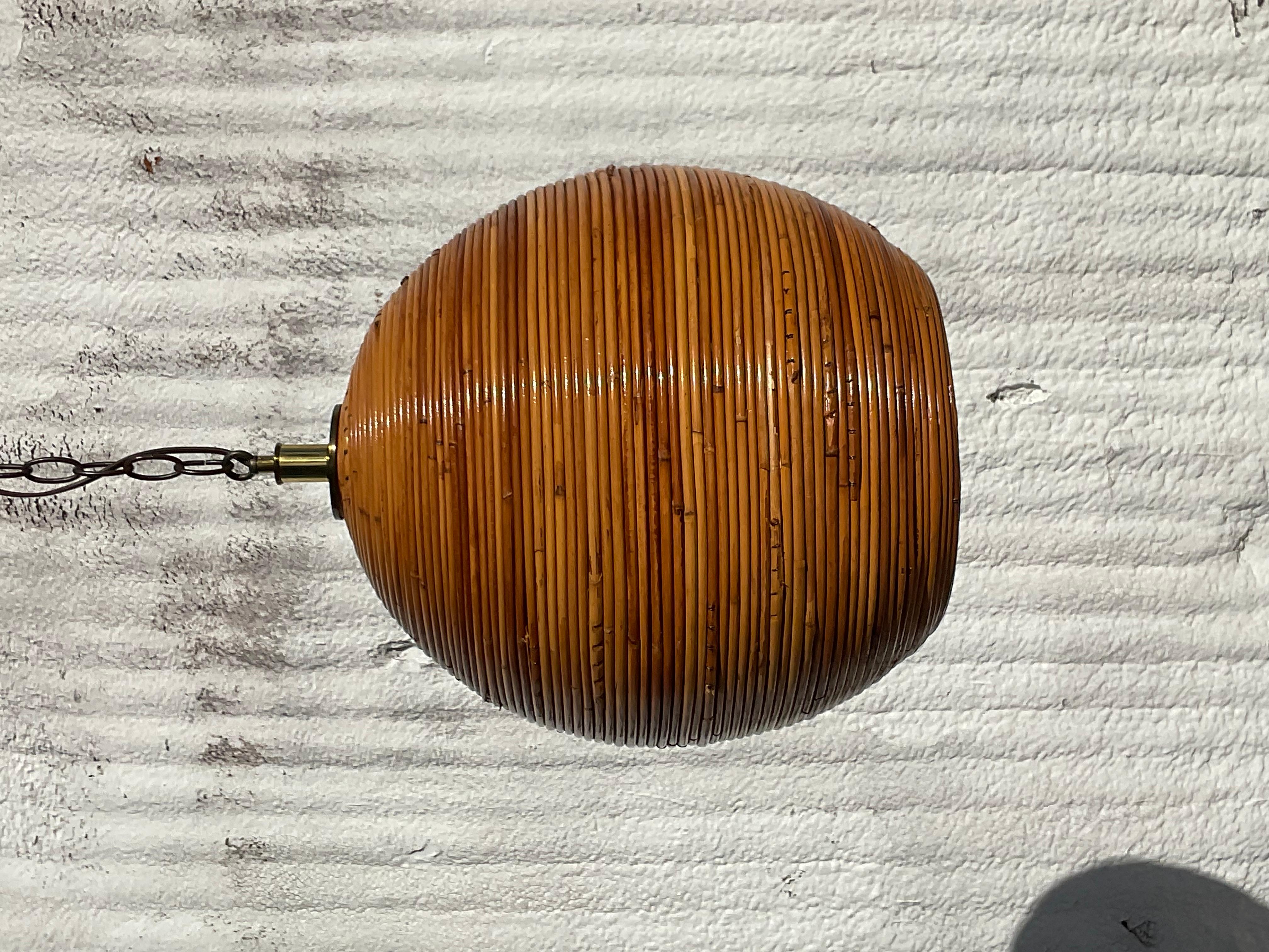 Organic Modern Pencil Reed Hanging Lamp In Good Condition In west palm beach, FL