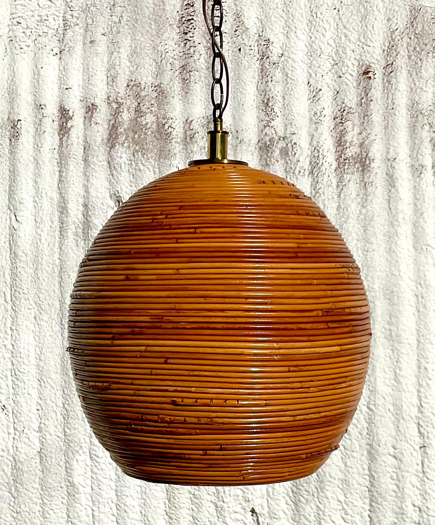 Late 20th Century Organic Modern Pencil Reed Hanging Lamp