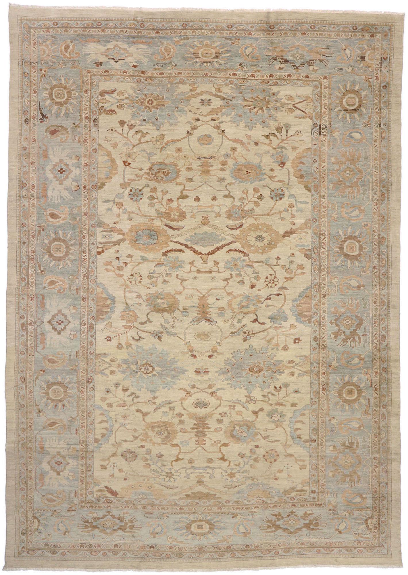 Organic Modern Persian Sultanabad Rug, 13'04 x 19'00 For Sale