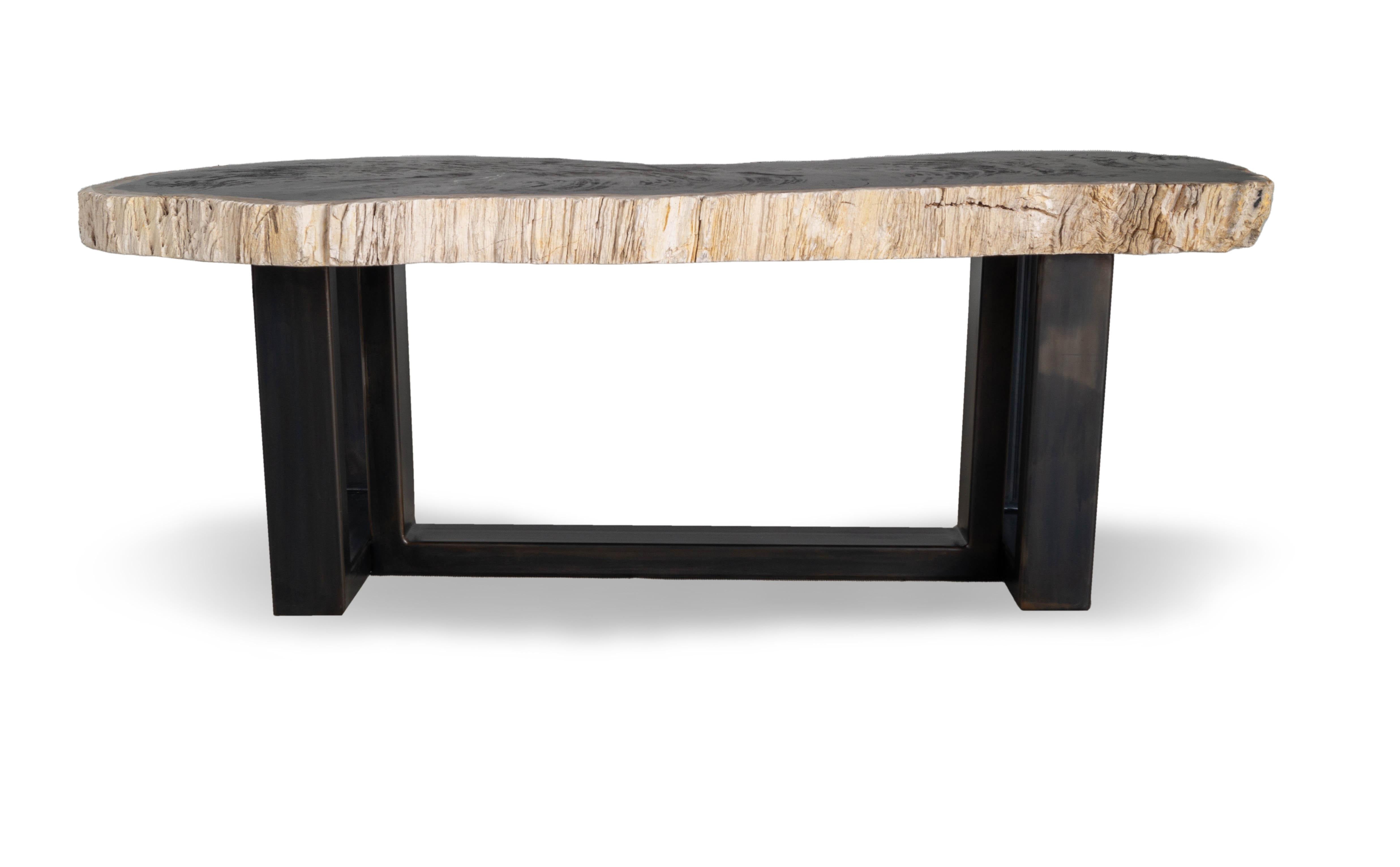 European Organic Modern Petrified Wood Coffee Table