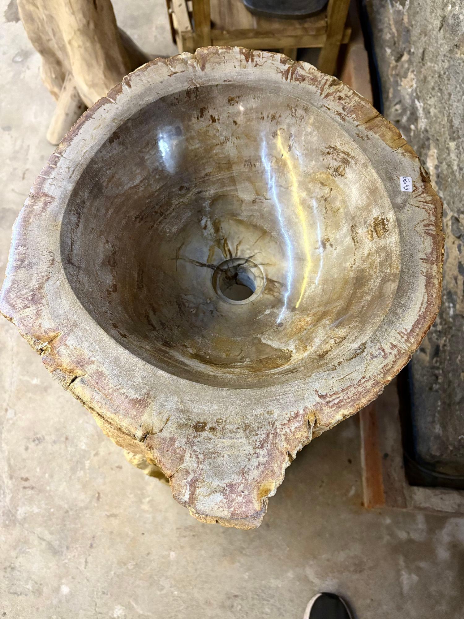 Fregadero moderno orgánico de pedestal de madera petrificada, IDN 2025 Madera petrificada en venta