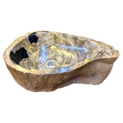 Organic Modern Petrified Wood Sink in Grey/ Brown/ Beige and Black Tones, 2024