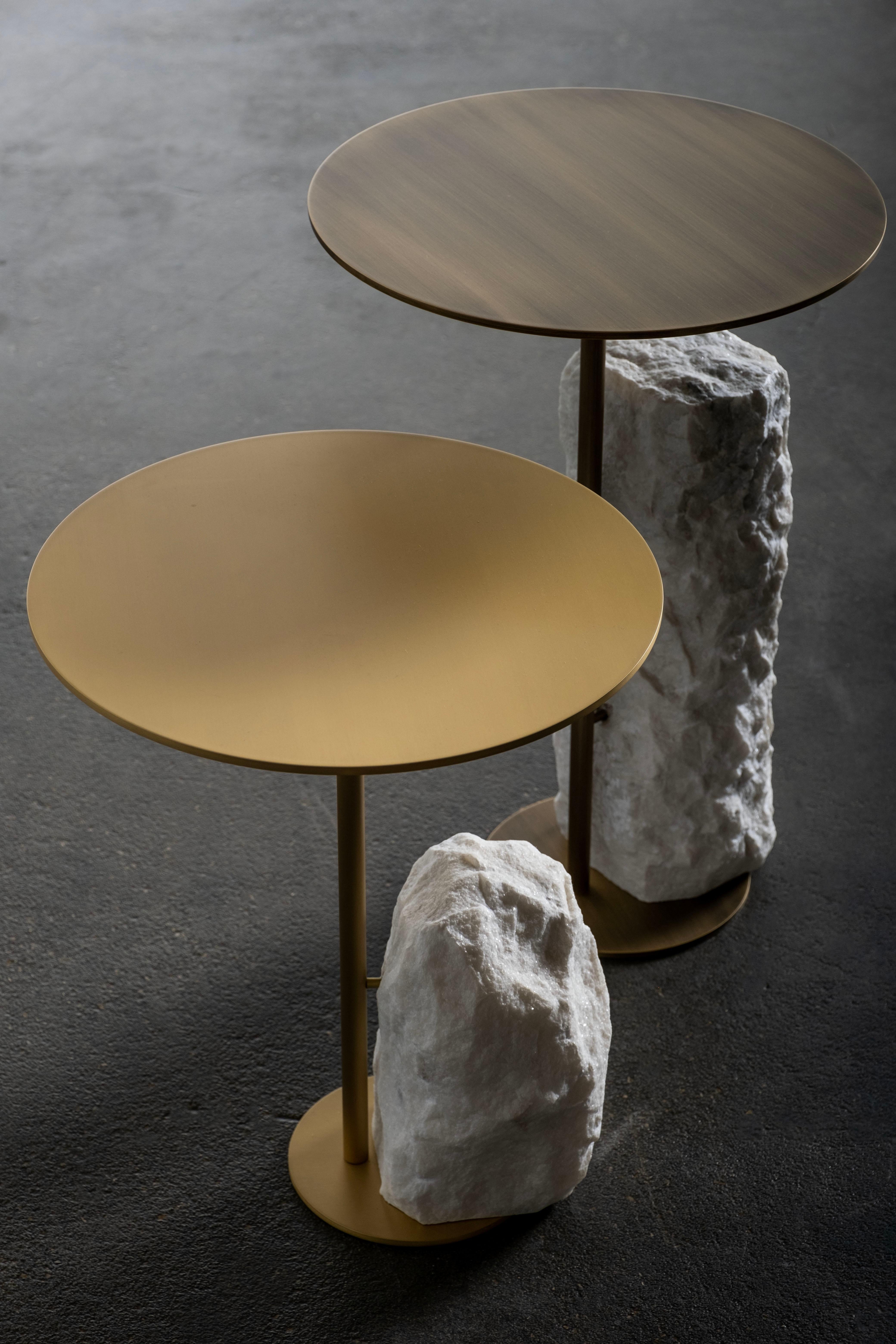 Organic Modern Pico Side Table Calacatta Marble, Handmade Portugal by Greenapple For Sale 3
