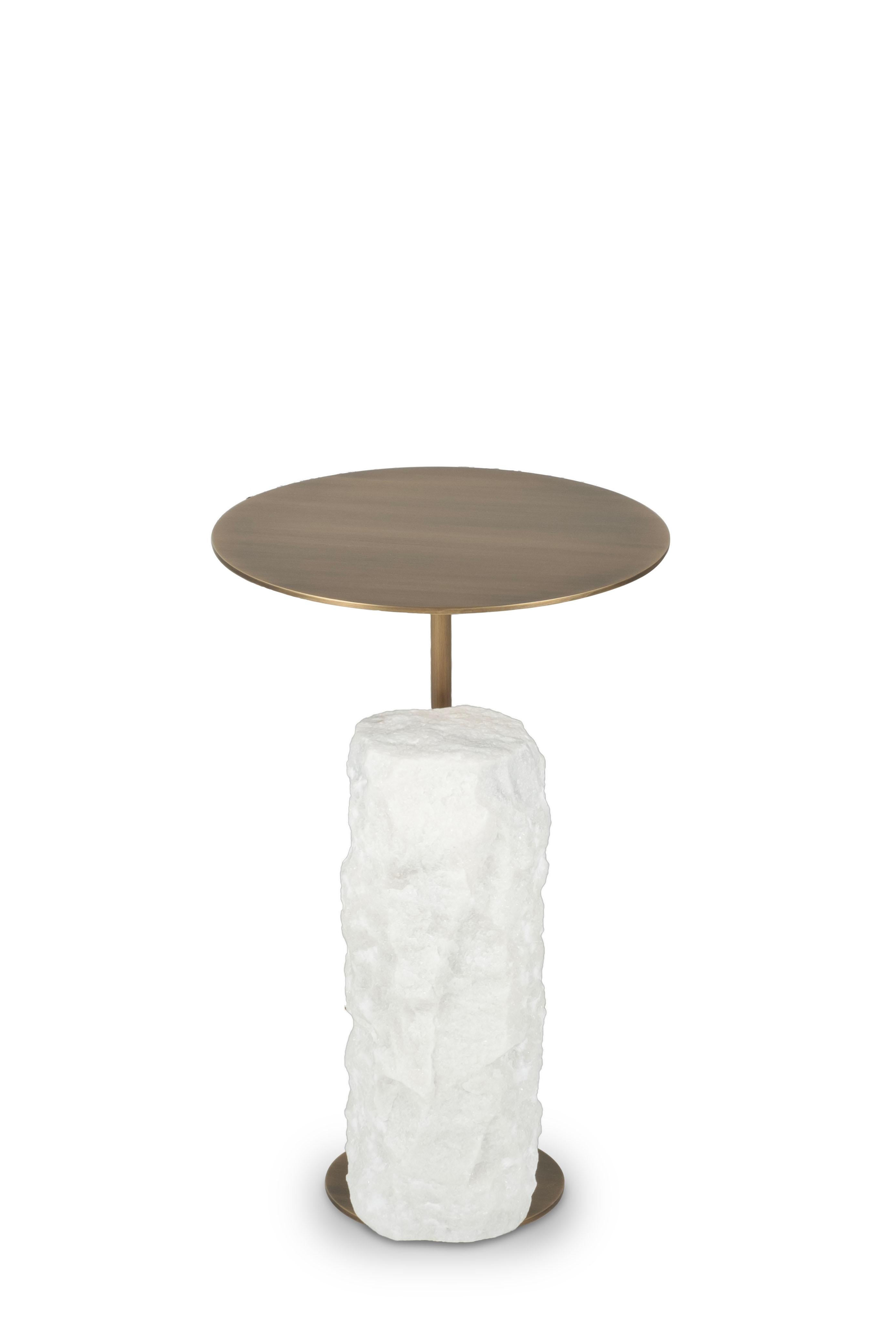 Organic Modern Pico Side Table Calacatta Marble, Handmade Portugal by Greenapple For Sale 8