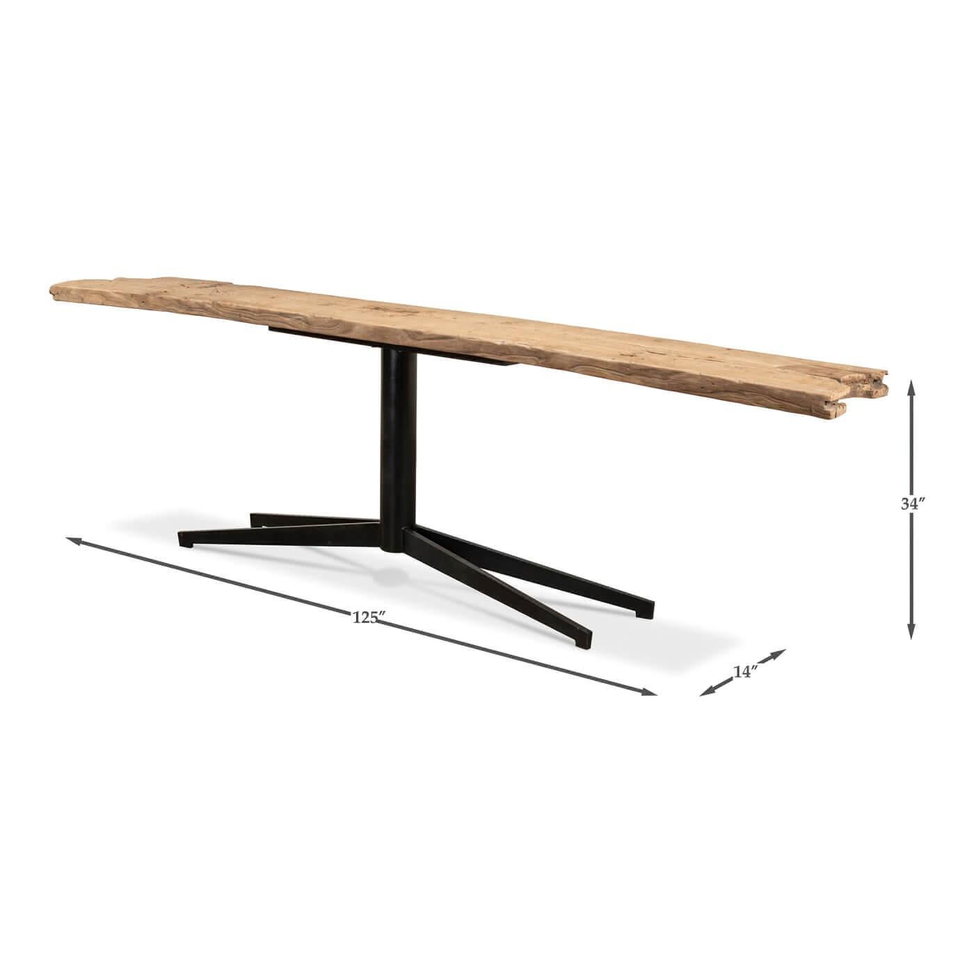 Organic Modern Plank Top Console Table For Sale 2