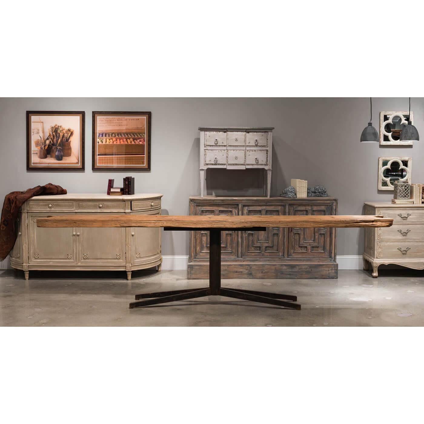 Contemporary Organic Modern Plank Top Console Table For Sale