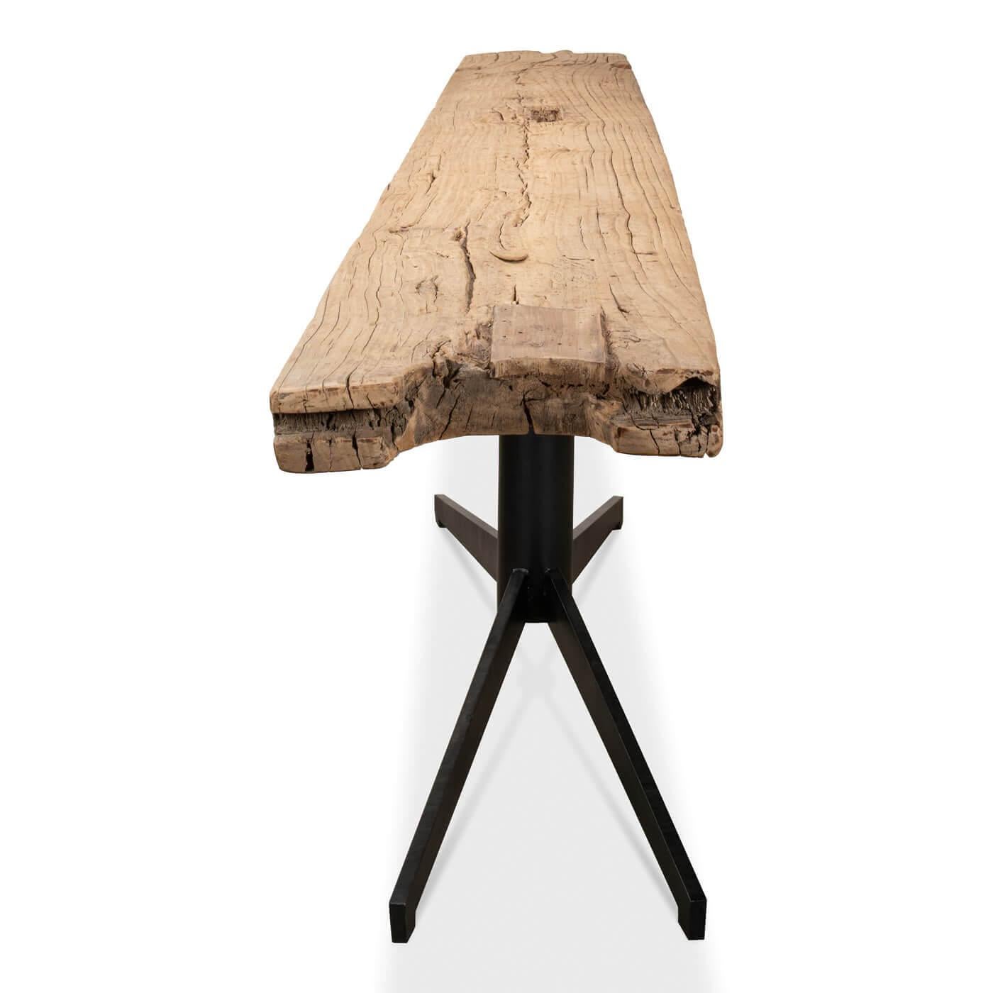 Organic Modern Plank Top Console Table For Sale 1