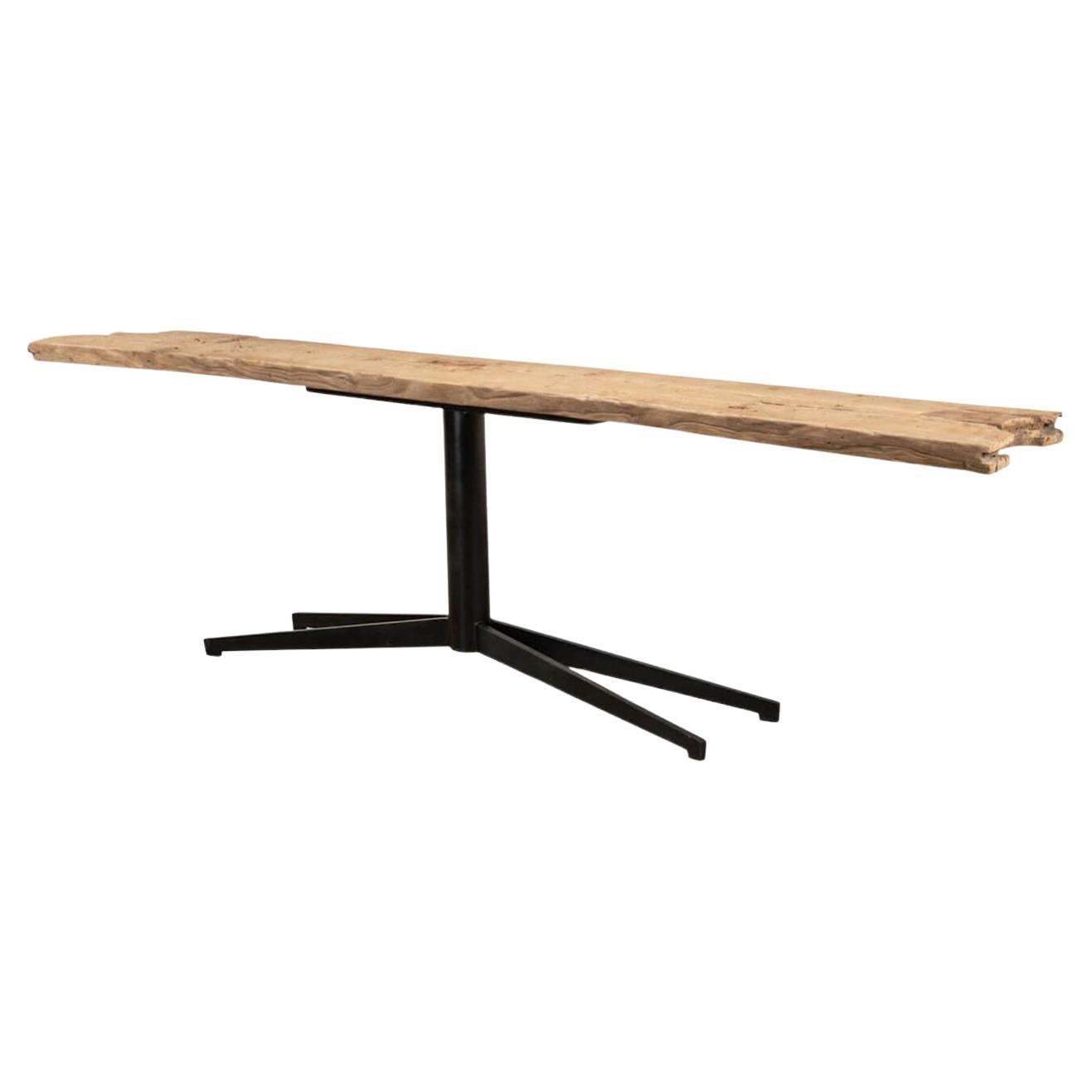 Organic Modern Plank Top Console Table For Sale