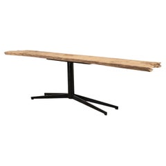 Table console organique moderne à plateau en planches
