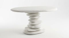 Organic Modern Plaster Console Table with Stacked Pebble Base