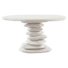Organic Modern Plaster Console Table with Stacked Pebble Base