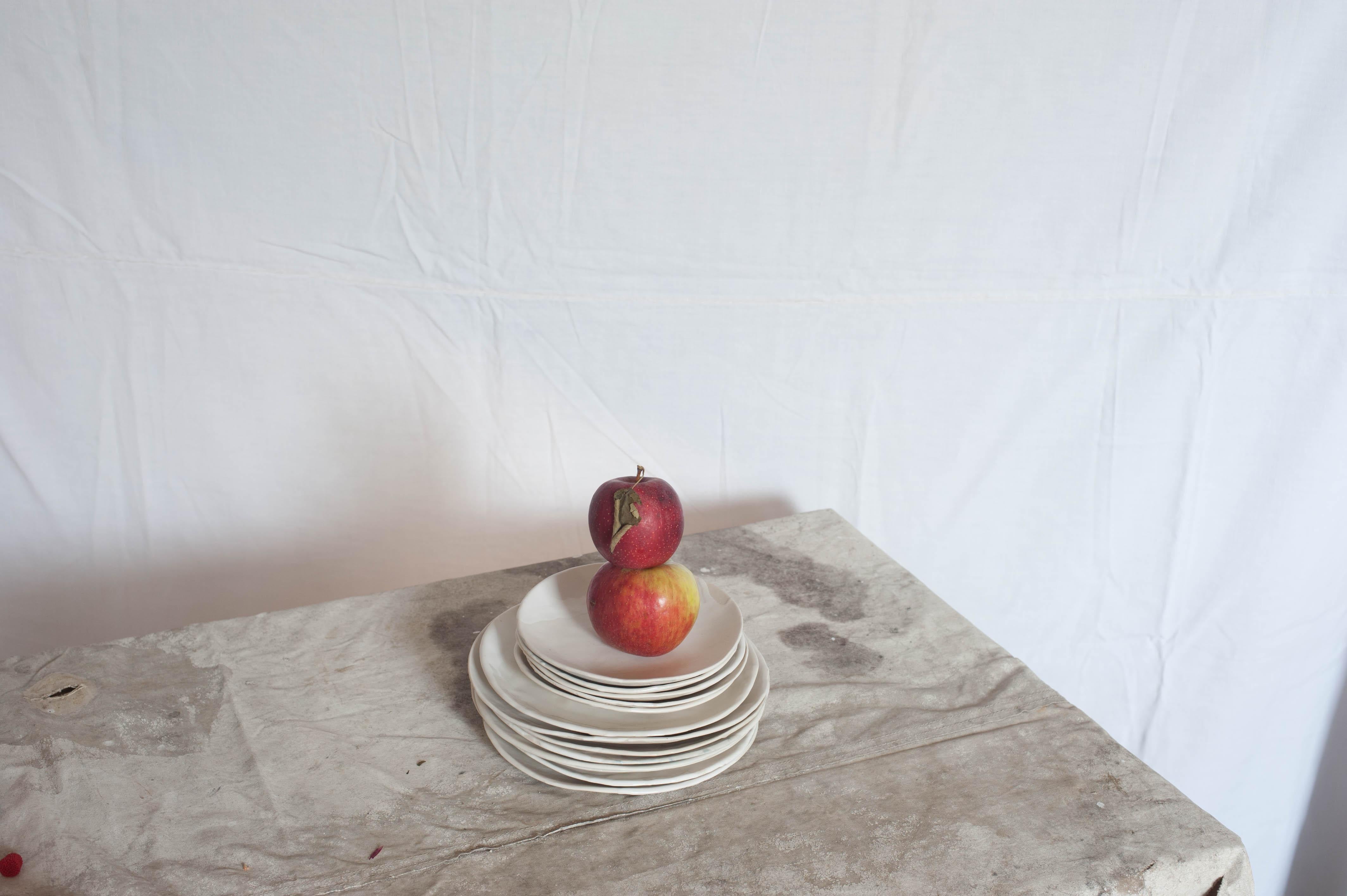 Minimalist Organic Modern Porcelain Ryman Dinner Plates Serveware For Sale